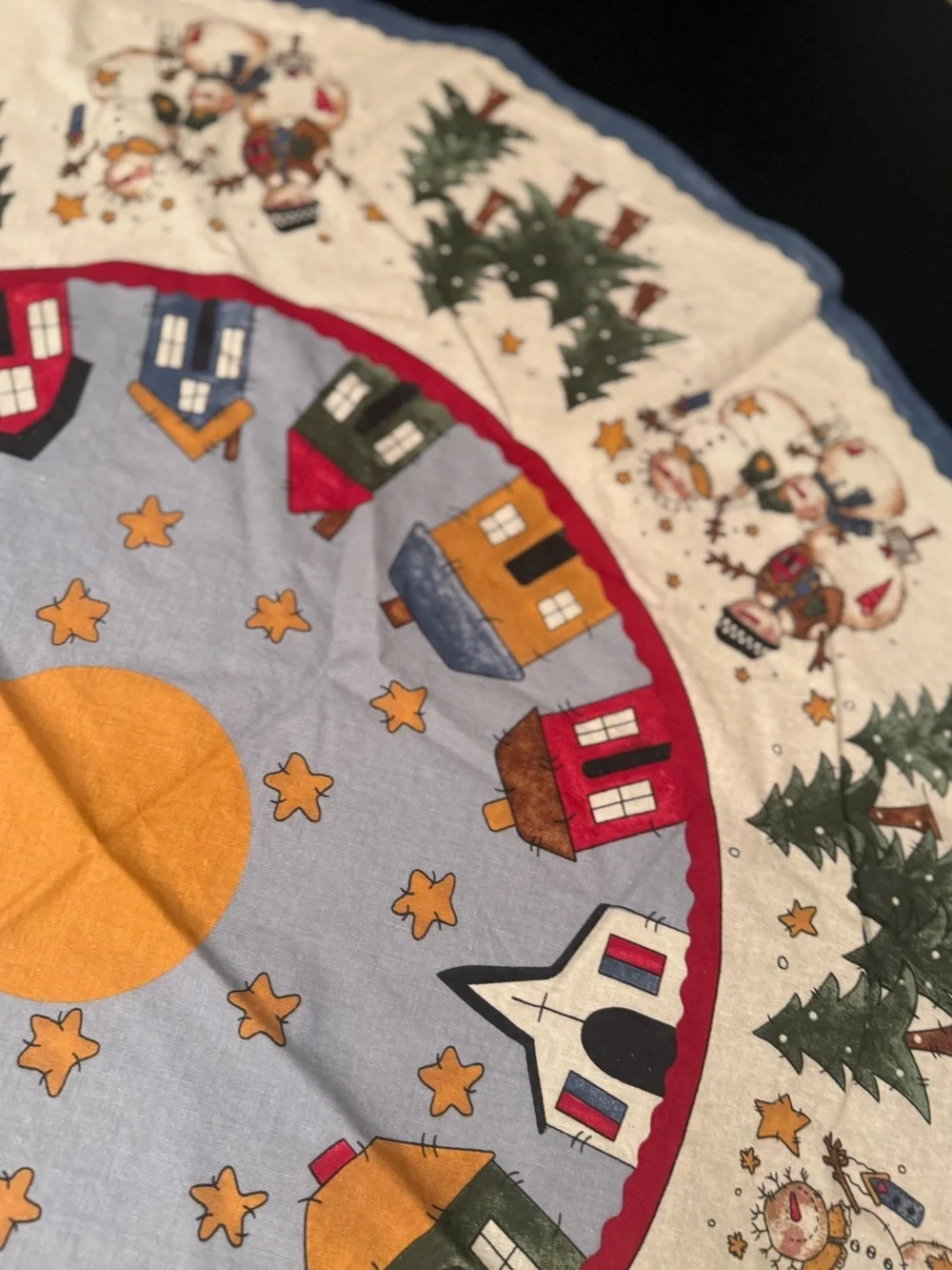 Handmade Christmas Snowman Holidays Circle Table Linen Decor Centerpiece